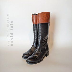 David Tate Extra Wide Two Tone Knee High Riding Boots